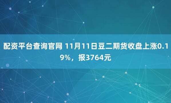 配资平台查询官网 11月11日豆二期货收盘上涨0.19%，报3764元
